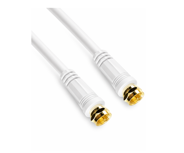 DINIC SAT Koaxialkabel F-Stecker auf Stecker,  vergoldete Anschlüsse, vierfach geschirmt, weiß